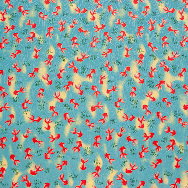 CH070: Goldfish on Blue, Paper, Kami - Kami 