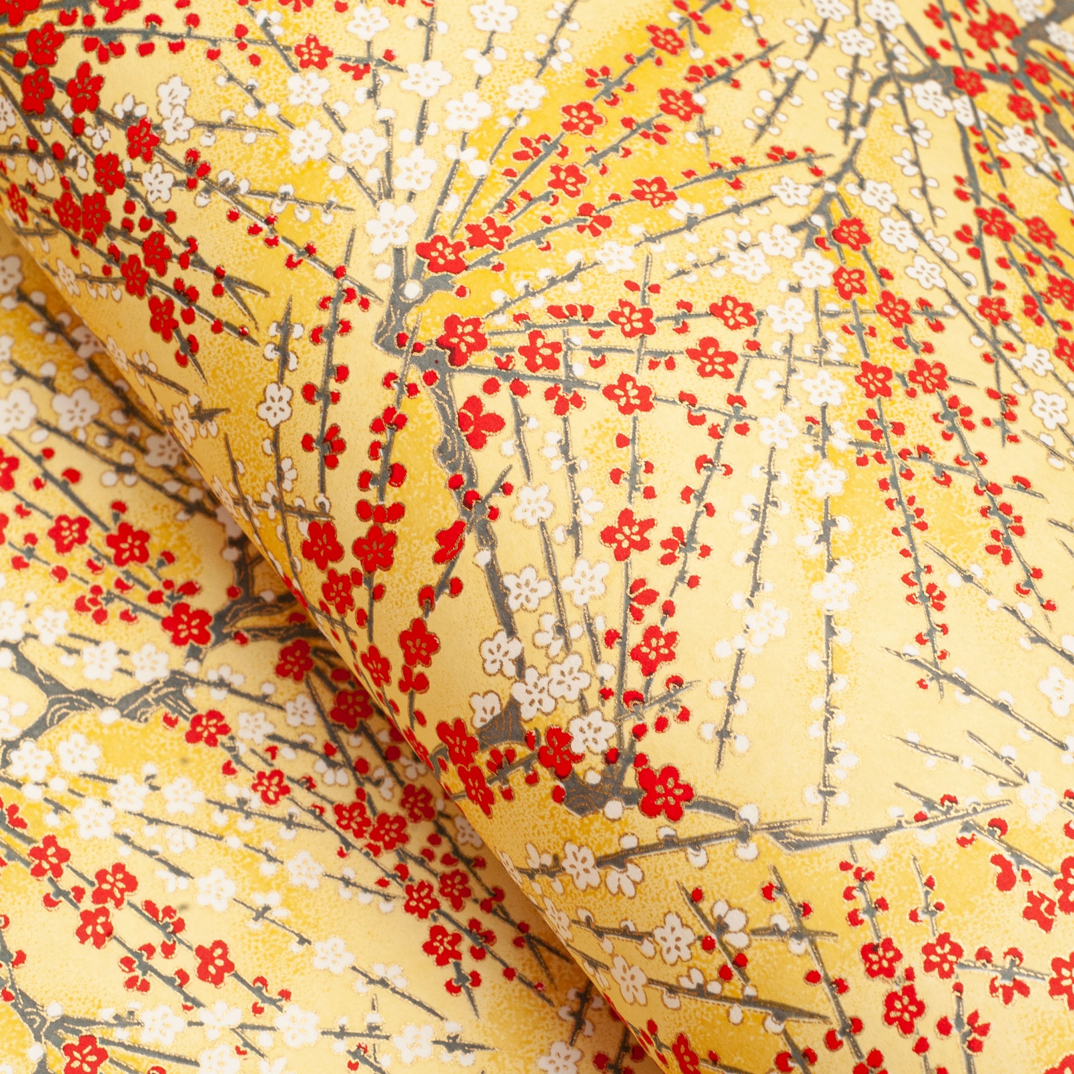 Japanese Paper | Chiyogami | Plum | Red White and Yellow | Ch103 - Kami Paper
