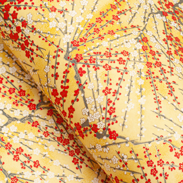 Japanese Paper | Chiyogami | Plum | Red White and Yellow | Ch103 - Kami Paper