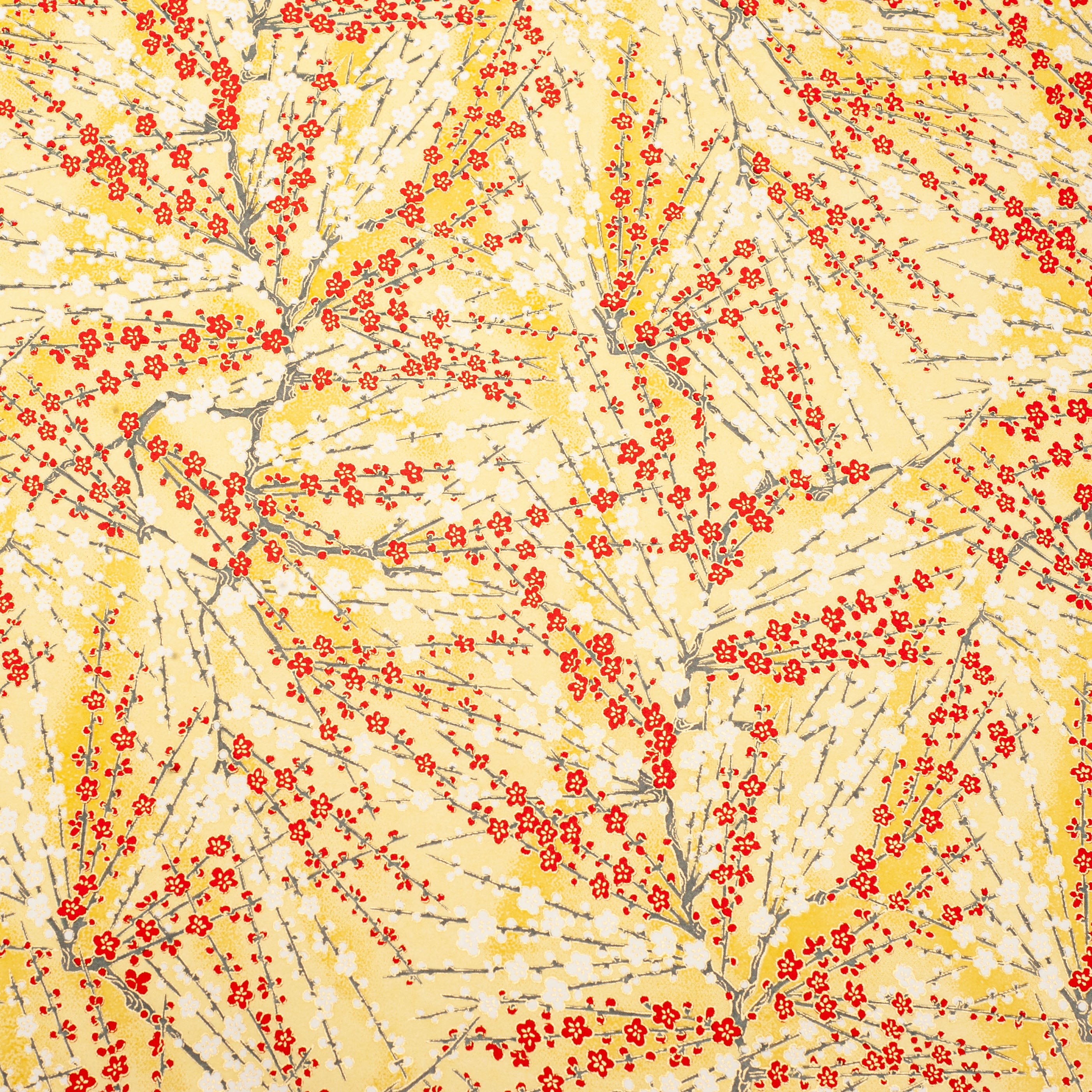 Japanese Paper | Chiyogami | Plum | Red White and Yellow | Ch103 - Kami Paper