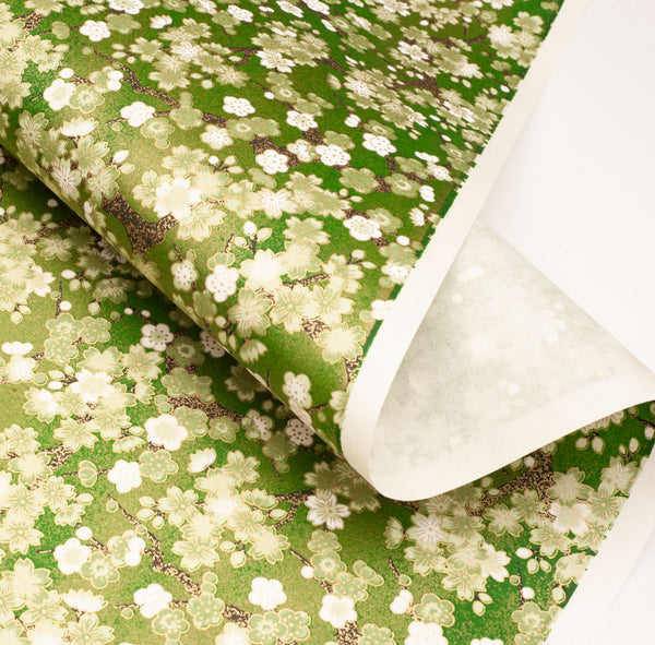 Japanese Paper | Chiyogami | Ume | Dark Green | Ch438 - Kami Paper