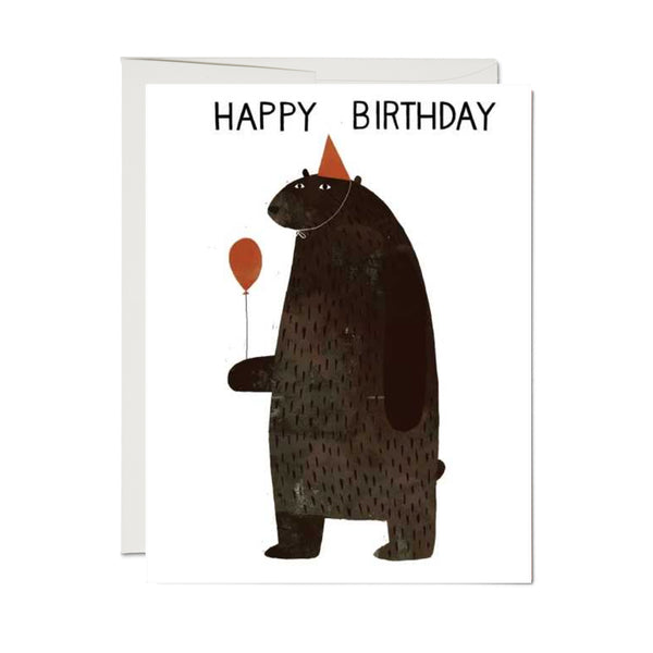 Birthday Card | Party Bear | Red Cap - Kami Paper