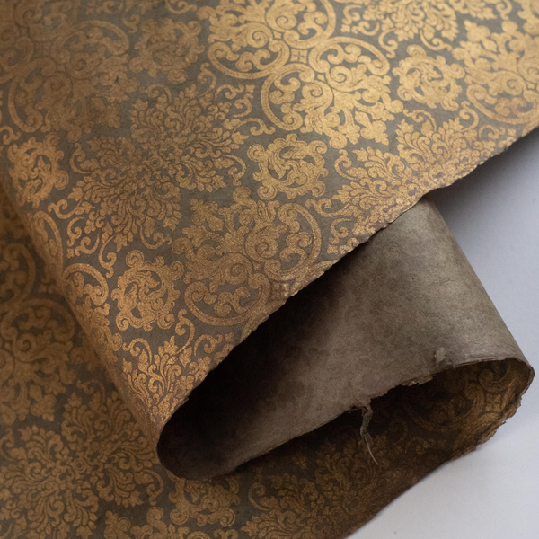 Nepalese Paper | Lokta | Manchu | Gold and Dark Olive