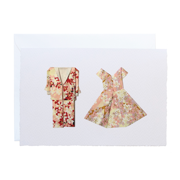 All Occasion Greeting Card | Handmade Origami | Suit and Dress | Kami Paper | 2 COLOURS AVAILABLE - Kami Paper